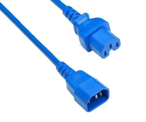 Warm appliance cable C14 to C15, 1mm², H05V2V2F3G 1mm², extension, 2.00m, blue
